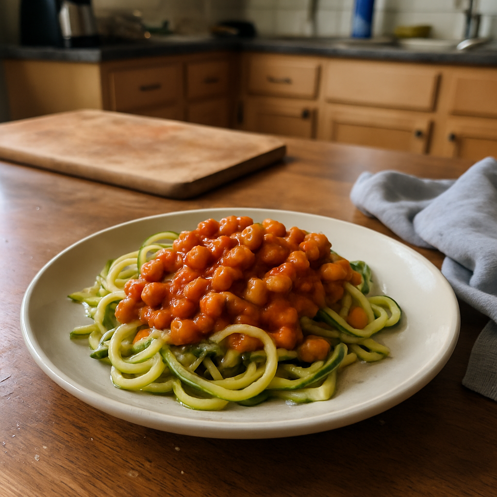 Zucchini Noodles with Spicy Chickpea Sauce
